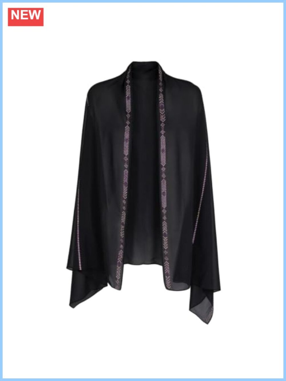 Rhinestone Trim Chiffon Shawl Sheer Wrap Evening Cape